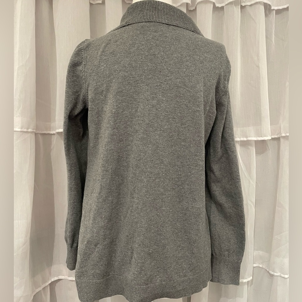 LOFT Gray Ruffled Open Front Cardigan - Picture 2 of 2